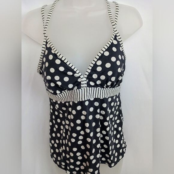 2/$30‎ Halter Tankini COLE OF CA Polka Dot Striped Swimwear Top (#978) - Picture 1 of 7